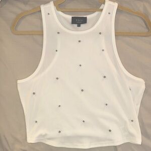 DIAMOND STUDDED WHITE TANK, VICI, women’s size medium